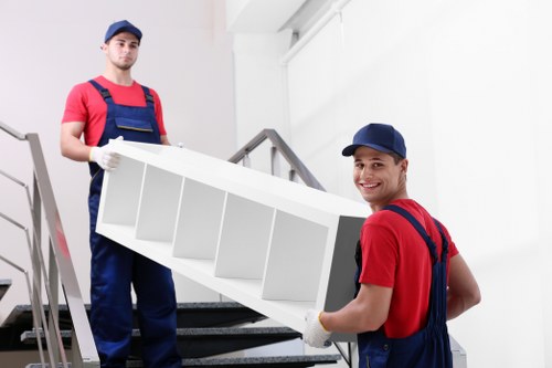Commercial moving team planning an office relocation in Canary Wharf