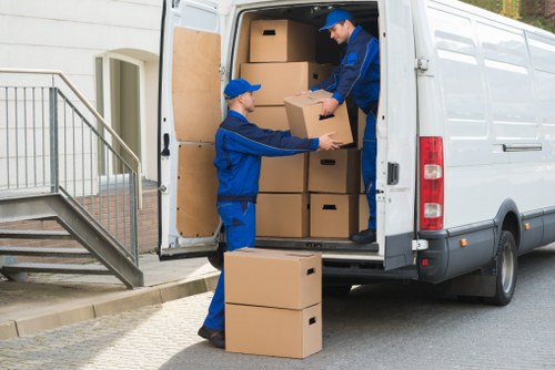 Residential and office items being moved by house movers in Canary Wharf