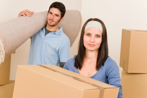Office furniture pick-up in a Canary Wharf business district setting