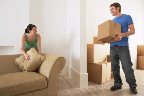Professional movers handling a Canary Wharf office transfer